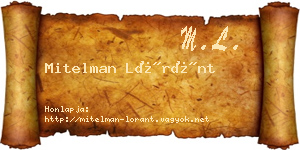 Mitelman Lóránt névjegykártya